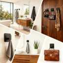 Black Square Adhesive Hooks for Shower, Bathroom, Kitchen, Robe, Towel, Coat, Waterproof & Rustproof Heavy Duty Hook for Walls No Damage, Stainless Steel Sticky Hook (4)