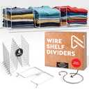 Neatly Made Extra Tall White Wire Shelf Dividers for Closet Organization 8-Pack - Sturdy and Easy Set-Up Closet Shelf Dividers with Bonus Rose Gold Hanger - 16 inches Height & 12 inches Wide