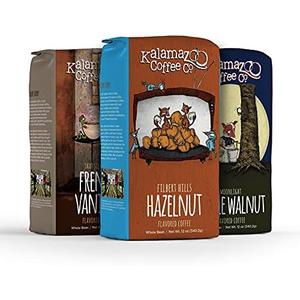 KALAMAZOO COFFEE COMPANY Whole Bean Flavored Coffee Variety Pack - Hazelnut, French Vanilla, & Maple Walnut | 12oz Bag (3 Pack) Maple Walnut BB 6/30/26, French Vanilla BB 6/30/26, 
Hazelnut BB 2/28/26 KALAMAZOO COFFEE COMPANY Whole Bean Flavored Coffee Variety Pack - Hazelnut, French Vanilla, & Maple Walnut | 12oz Bag (3 Pack) Maple Walnut BB 6/30/26, French Vanilla BB 6/30/26, 
Hazelnut BB 2/28/26