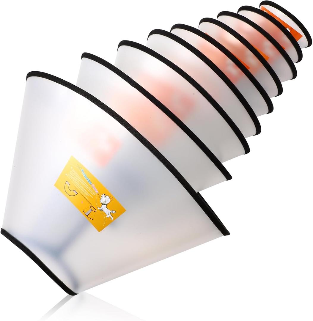 Paterr 9 Pcs Soft Dog Cone Collar Adjustable Protective for Pet Flexible Plastic Cone for Dog After Surgery Recovery E Collar for Wound Healing Small Medium Large(Black Border)