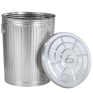 Gardenised Round Galvanized Steel, 20 Gallon Trash Can with Lid - Durable Metal Bucket for Backyard, Lawn, Garden and Yard Use - Weather-Resistant Garbage Can for Indoor and Outdoor, 17.75-inch