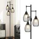 Torondo 70" Dimmable Floor Lamp with Marble Base, 3 x 800LM LED Edison Bulbs Included, Industrial Black Floor Lamps for Living Room, Rustic Tall Lamps Standing Lamp for Bedrooms Living Room