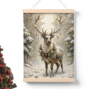 PaJiaNi Vintage Christmas Reindeer Wall Art,Farmhouse Winter Xmas Wall Decor,Winter Christmas Holiday Decoration Posters for Farmhouse Home Bedroom Living Room Wall Decor,12x16 Inch