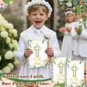 Resurhang 12 Sets 24 Pcs First Communion Notebook Christian Gifts 5.5 x 4.3'' God Bless Spiral Notebook Ballpoint Pens for First Holy Communion Religious Souvenir Baptism Church Accessories