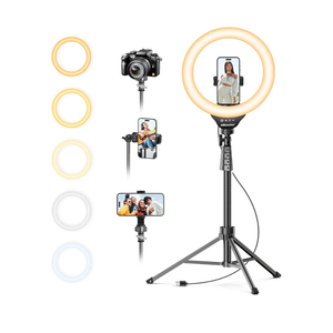 UBeesize 12'' LED Ring Light with 62'' Tripod Stand, Selfie Ring Light for Video Recording, Live Streaming, TikTok & YouTube, Compatible with iPhone & Android (Black)