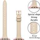 STIROLL Slim Leather Bands Compatible with Apple Watch Band 38mm 40mm 41mm 42mm(Series 11 10), Top Grain Leather Watch Thin Wristband for iWatch SE 9 8 7 6 5 4 3 2 1 (Beige Rose Gold)