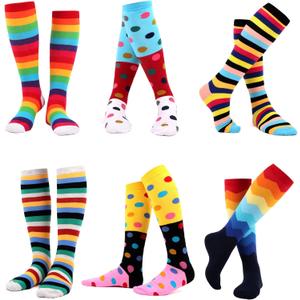 WeciBor Women's Funny Novelty Multi Colorful Pattern Cotton Knee High Socks (8-11)