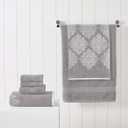 Modern Threads 6 Piece Reversible Yarn Dyed Jacquard Towel Set Artesia Damask Gray