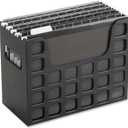 Pendaflex Portable Desktop File, Document Holder for Home and Office, Plastic Organizer Box, Side Handles, Hanging File Folders, Tabs & Inserts, Letter Size, 9-1/2 x 12-3/16 x 6 Inches, Black (23013)