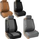 FH Group Car Seat Covers Front Set Faux Leather - Car Seat Covers for Low Back Seat with Removable Headrest, Universal Fit, Automotive Seat Covers, Airbag Compatible Car Seat Cover for SUV Solid Gray