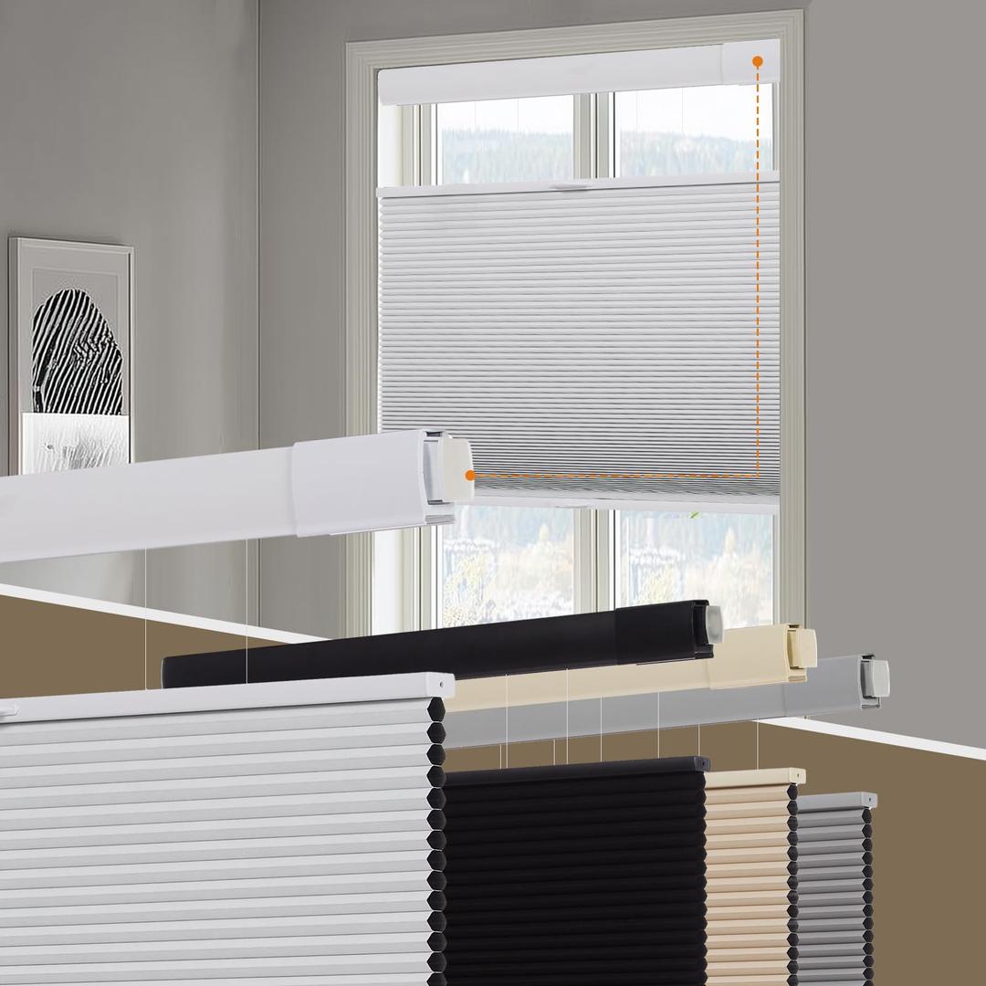 Persilux No Drill Blackout Cellular Shades for Windows,White,49.5"w x 64"h