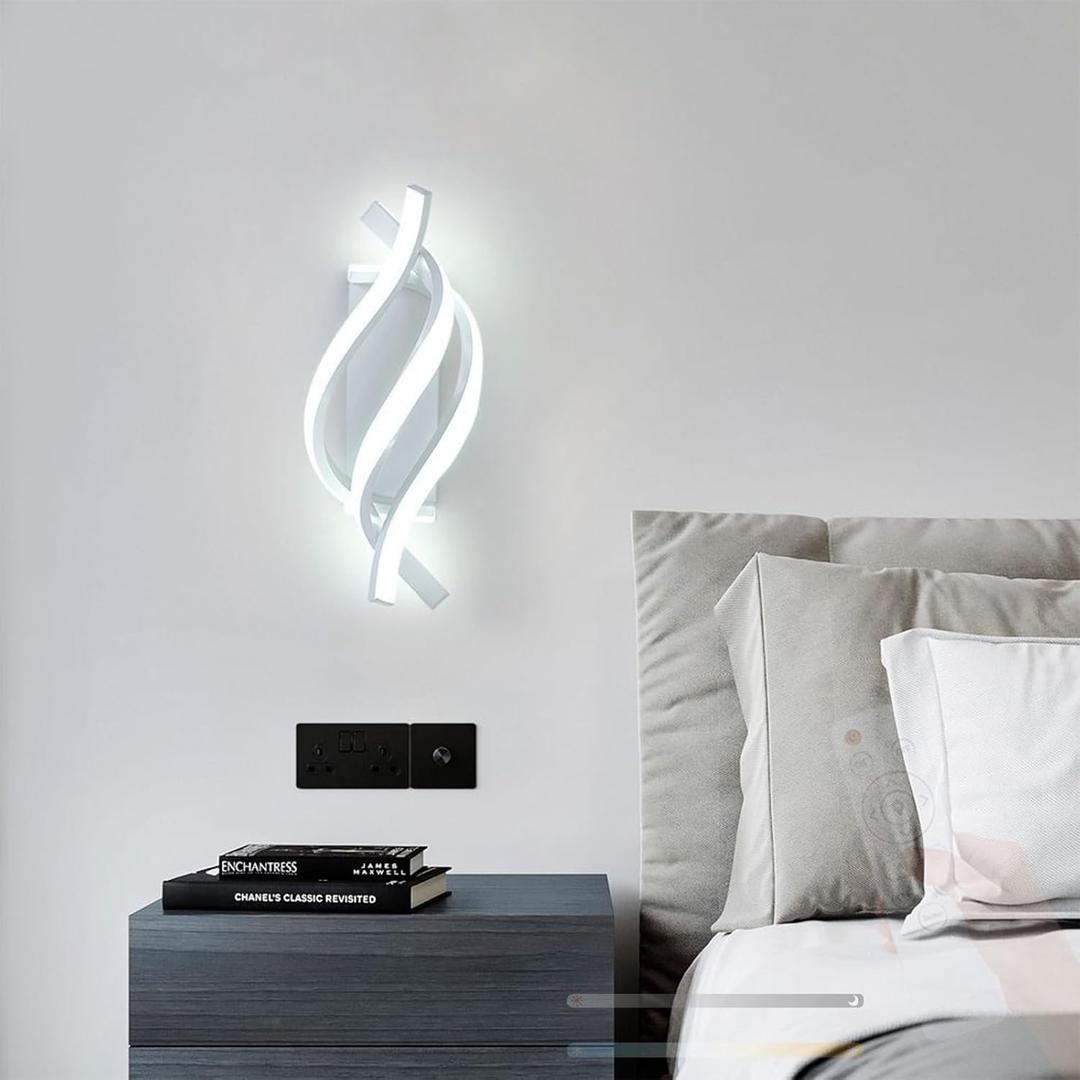 Indoor LED Linear Wall Light with Remote Control Wall Sconce 2700K-6500K Dimmable Spiral Design Acrylic Creative Modern Decoration for Bedroom Living Room