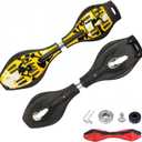 Caster Board Skateboard, Compact and Lightweight Caster Board Deluxe Junior Caster Board with Illuminating Wheels and 360 Degree Casters for More Excitement and Fun for Adults, 29.1"*7.4" (Yellow)