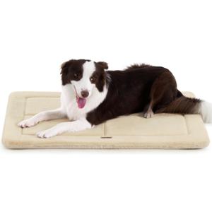 Made4Pets Dog Crate Pad Bed for Medium Large Dogs, Washable & Reversible, Anti-Slip Kennel Mat for Cozy Sleeping, Soft Fluffy Dog Bed for Indoor & Outdoor Use, 35"x23", Beige