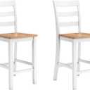 Signature Design by Ashley Gesthaven Solid Wood Frame Counter Height Barstool, Set of 2, White/Natural