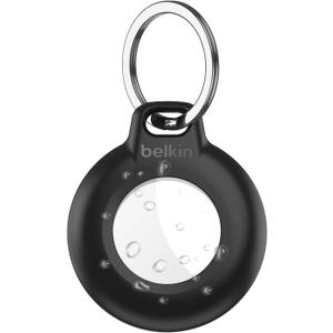 Belkin Waterproof Apple AirTag Secure Holder with Key Ring, Durable Scratch-Resistant AirTag Case, Protective AirTag Keychain Accessory for Keys, Pets, Luggage, Backpacks, and More - Black