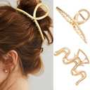 CASDRE Gold Hair Clips Large Metal Claw Clips for Women (Pack of 2)