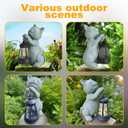 Solar Cat Garden Statue with LED Light - Cute Cat Figurine for Outdoor Decor, Weatherproof Resin Night Light for Yard Patio Lawn, Gift for Cat Lovers Women Mom Grandma
