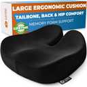 5 STARS UNITED Seat Cushion - Memory Foam Chair Cushion for Tailbone Pain Relief - Ergonomic Support for Coccyx, Sciatica & Butt - Office, Desk & Gaming Chair, Car Seat, Wheelchair, Black Suede