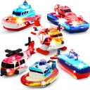 Tub Works Ocean Rescue Vehicles Light Up Bath Toys, 6 Pack | Water-Activated Light Up Toys Flash & Change Color | Easy-Grip Baby & Toddler Bath Toys | Sensory Toys with Bath Lights for Kids Bath