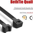 BethTie Black 8 Inch Zip Ties (2500 Pack), 65 LBS Tensile Strength, Self-Locking Nylon PA66 UV Resistant Cable Ties for Indoor and Outdoor Use