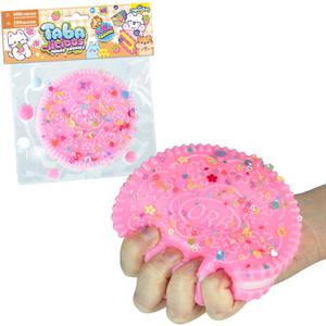 ORB Curiosities Tabalicious Jumbo Pink TABA Squishy Cookie - Super Soft, Jumbo Sized Sandwich Cookie - Squish, Squeeze, Pinch for Stress Relief - Play Food Squishy Fidget Toys for Kids and Adults