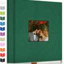 Photo Album Self Adhesive Scrapbook Album for 3x5 4x6 5x7 8x10 Pictures,40 Pages Linen Cover with Display Window DIY Photo Book,Ideal Gifts for Family Travel Wedding Baby (Dark Green)