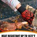 BBQ Gloves, Oven Gloves, 1472F Extreme Heat Resistant Barbecue Gloves, Silicone Non-Slip Oven Mitts, Kitchen for Cooking, Grilling, and Baking (Red)