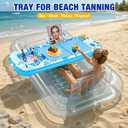 Ayeboovi Extra Large Inflatable Tanning Pool Float Tray - 61" L x 18" W Non-Slip Sunbathing Bed Tray with Cooler Ice Bar for Tanning Lounge Raft & Blow up Suntan Tub Pool Stuff Party Gifts