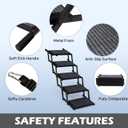 Dog Steps for Car, Truck and SUV - Foldable Pet Stairs for Large Dogs with Non-Slip Rug Surface, Lightweight Dog Ramp Holds Up to 250lbs, 5 Steps (Black Metal Fram, 5 Steps)