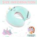 Neck Travel Pillow for Kids, Unicorn Airplane Memory Foam Pillow with Cute Sleep Mask & Earplugs, Lightweight Travelling Sleeping Pillow Set for Car, Train, Bus and Home Use (Blue)