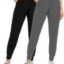 FULLSOFT Sweatpants for Women with Pockets-Womens Joggers Yoga Lounge Pants Relaxed-fit Leggings for Cycling Workout Running (2XL, 2 Pack Back,grey)