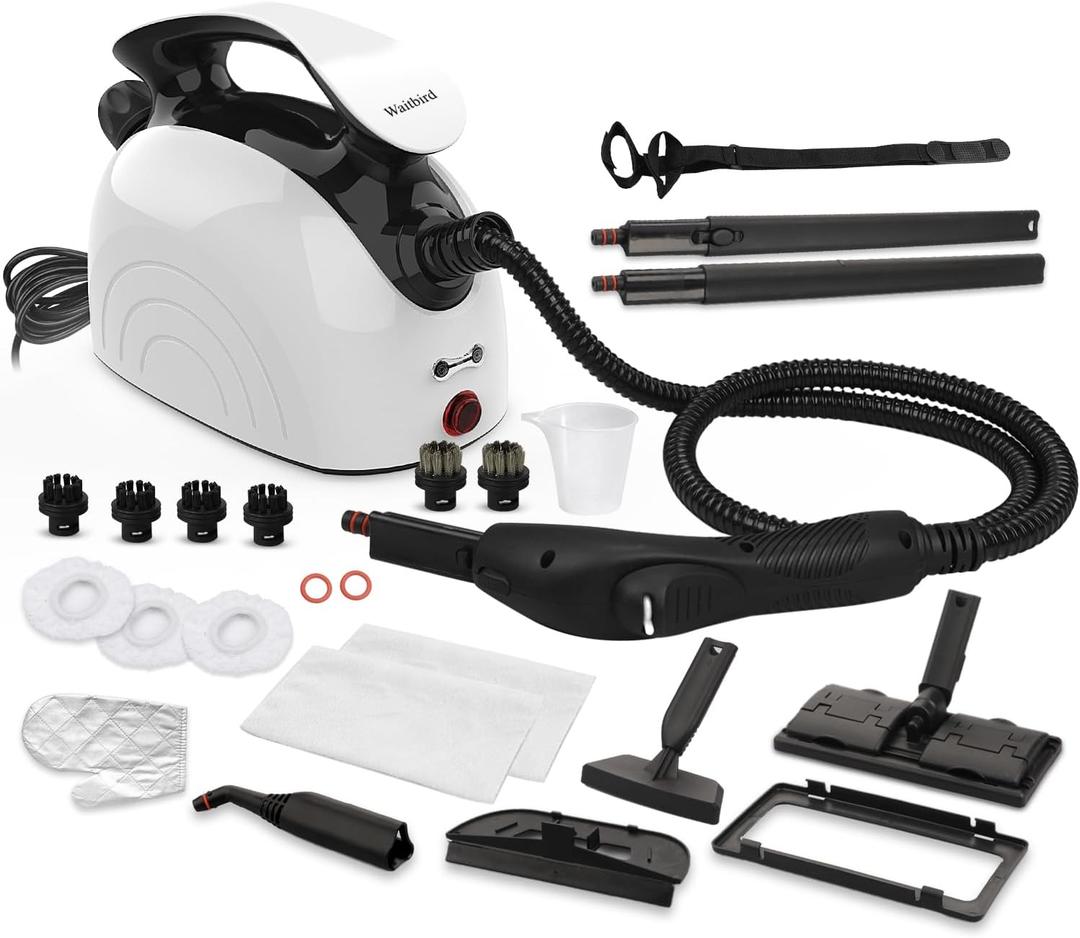 Steam Cleaner, Handheld Steamer with 21 Accessories, 248F High-Temperature Steam for Floors, Grout, Tiles, Carpet, Cars - Portable 1.08L Tank, Child Lock, Chemical-Free Cleaning
