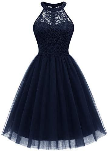 Dressystar Women's Short Halter Cocktail Party Dress Lace Tulle Homecoming Prom Gown,XL