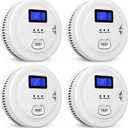 4-Pack,Smoke and Carbon Monoxide Detector,2 in 1 CO & Smoke Alarm,Carbon Monoxide Detectors,Smoke Detector,85dB in Alarm,LCD Screen,Easy to Install