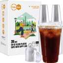 Turbo Bee 20 OZ 200 Sets Clear Plastic Cups with Strawless Sip Lids, To Go Crystal Clear Disposable Plastic Cups with Lids for Iced Coffee, Smoothies, Soda, Lemonade, Cold Beverage