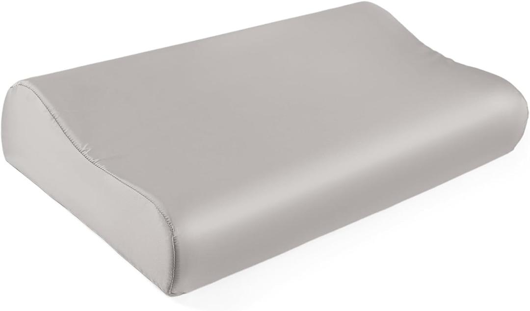 THXSILK 19 Momme 100% Mulberry Silk Pillowcase for Contour Memory Foam Pillow, Contour Pillow Case Cover, Cervical Pillow Case, Pack of 1(Grey, 21"x14.5"x4.9"/4.2")