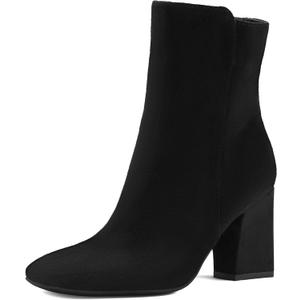 Mysoft Women's Ankle Boots Square Toe Side Zipper GoGo Boots Chunky Block Heel Mid Calf Low Heeled Short Booties (7.5, Black)