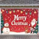 Christmas Banner 70.87x43.31 Inch Red Santa Snowman and Christmas Tree Design Polyester Wall Hanging Holiday Indoor Outdoor Decoration for Door Porch Party Home Display (Colorful 0762)