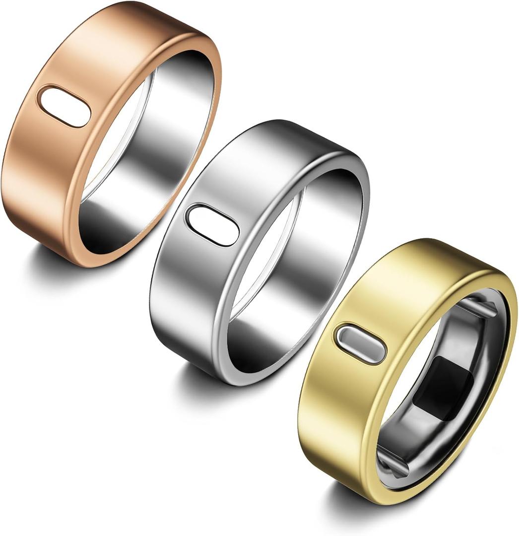 3 Pack Cover Compatible with Oura Ring Gen 4/Oura Ring Gen 3 Horizon/Heritage Size 7, Support Charging with Cover on, Anti-Scratch TPU Protector for Men Women (Size 7, Silver+Gold+Rosegold)