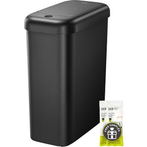 EKO Morandi Slim Automatic Bathroom Trash Can with Lid, 2.6 Gallon Touchless Garbage Can, Waterproof Motion Sensor Trash Bin for Bathroom, Office, Black
