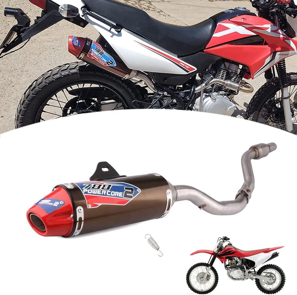 JFG RACING Dirt Bike Slip On Exhaust,Motorcycle Muffler Pipe Full Kit for CRF150F CRF230F 2003-2017/TAO TAO TBR7/HAWK 250-Red