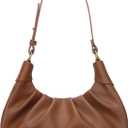 KKXIU Shoulder Bag Crescent Handbag Ruched Purse Underarm Bag Mini Hobo for Women,Detachable Gold Chain Crossbody Bag (Brown)