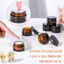 Domensi 60 Pcs 1oz Glass Jars with Lids Bulk Salve Tins Winter Cream Container Small Glass Cosmetic Jars for Travel Lip Balm with Inner Liners for Lotion Sample Cream(Amber, Black Lid)