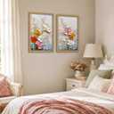 Framed 3d Relief Floral Wall Art Canvas Poster Prints 16x24 In 2p Be Hung