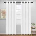 Curtains for Bedroom, Solid Thermal Insulated Grommet and Noise Reduction Window Drapes, Room Darkening Curtains for Living Room, 2 Panels (52x84 in,White)