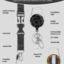 Uniclife Fashionable Sliding Badge Holder Black Leopard Print Plastic Case with Retractable Badge Reel Carabiner Clip & Detachable Lanyard Strap Horizonal Card Protector for Worker Nurse