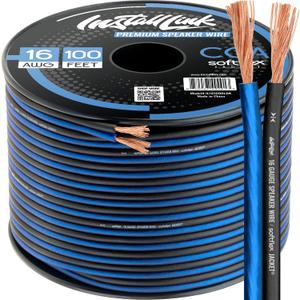 Install Link 16 AWG Gauge Speaker Wire (100 Feet) Car or Home Theater (CCA)
16/2 Speaker Cable, 2-Conductor, Frosted Blue/Black, Easy Strip, Polarity ID, for Car Audio & Home Stereo