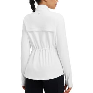 baleaf Womens Fleece Lined Jacket Zip Up Lightweight Winter Coats with Zipper Pockets Warm Jackets Slim Fit Cinch Waist (XX-Large, White)