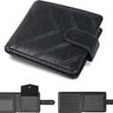 Wallet for men Slim RFID Leather 2 ID Window, mens wallets leather, billeteras de hombres, Anti-Theft Band (B-Black)